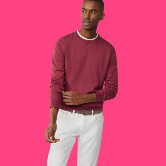 Faconnable Men Crewneck Sweater Long Sleeve Classic Fit Red Violet Large - Picture 6 of 12